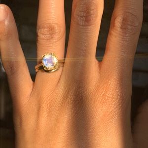18K SOLID GOLD- BLUE MOONSTONE Wedding Ring W/Band